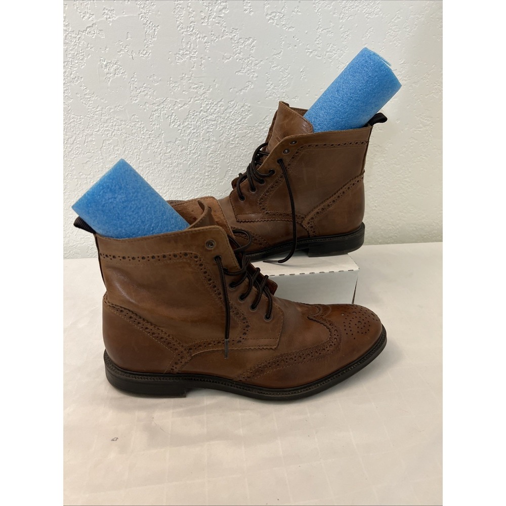 Stafford Men 014-1213 Wingtip Brown Leather Ankle Dress Boots Size 8.5 Lace Up